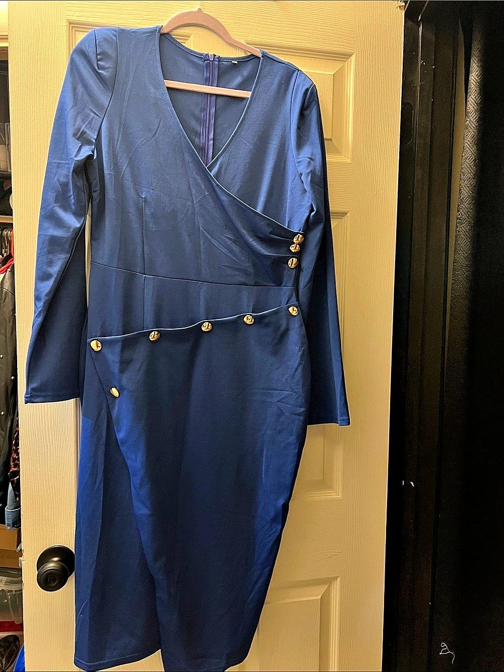 Wrap Front Maxi Dress in Blue Size 2XL Like New